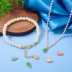 4Pcs 4 Colors Brass Crushed Ice Cut Cubic Zirconia Pendants&nbsp;KK-TADJ0001-11