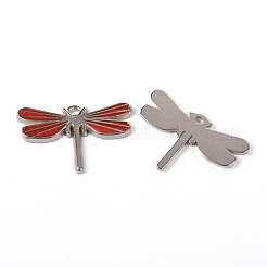 合金エナメルチャーム  鉛フリー及びカドミウムフリー  トンボ  プラチナ  ミックスカラー  21x30x2mm  穴：2mm&nbsp;ENAM-P050-M