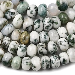 天然石ツリーアゲート瑪瑙ビーズ連売り  ロンデル  6.5~7x4~4.5mm  穴：0.8mm  約89個/連  15.35''（39センチメートル）&nbsp;G-A280-A04-01