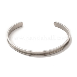 C-Shaped 201 Stainless Steel Grooved Cuff Bangles&nbsp;STAS-G306-05P