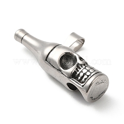 304ステンレスペンダント  アンティークシルバー  スカルボトルチャーム  14.5x41x12mm  穴：9mm&nbsp;STAS-Z045-03B-AS