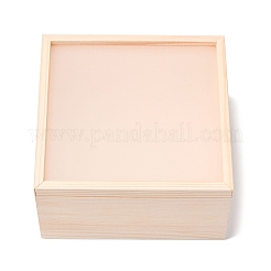 木製収納ボックス1個  アクリル透明カバー付き  正方形  パパイヤホイップ  15x15x8cm&nbsp;WOCR-DC0001-03