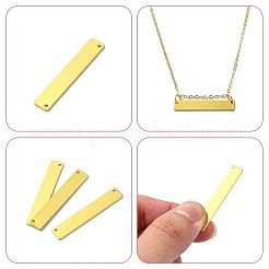 30個3色真鍮ペンダント  空白タグのスタンプ  長方形  ミックスカラー  6x35x0.8mm  穴：1mm  10個/カラー&nbsp;KK-YW0002-29