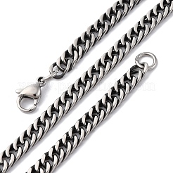 4.5mm 201 ステンレススチール キューバンリンクチェーンネックレス  ガンメタ色  23.94インチ（60.8cm）&nbsp;NJEW-Q013-14C