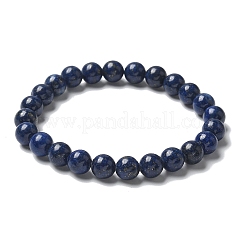 天然ラピスラズリビーズストレッチブレスレット  染め  ラウンド  2-1/8インチ〜2-3/8インチ（5.5~6cm）  ビーズ：8mm&nbsp;X-BJEW-K212-B-047