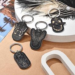 アクリルキーホルダー  304ステンレススチールリング付き  混合図形  6.6~6.7cm&nbsp;KEYC-JKC01005