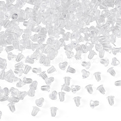 50gの環境に優しいプラスチック製ピアスキャッチ  ピアスバックキャッチ  透明  4x4mm  穴：0.5mm&nbsp;KY-TAD0001-01
