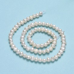 天然養殖淡水パールビーズ連売り  ポテト  ベージュ  4~5x4~5.5x4.5~5mm  穴：0.5~0.7mm  約76~81個/連  13.70~14.17インチ（34.8~36cm）&nbsp;PEAR-F018-13D-01