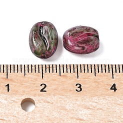 ピカソ ベーキングペイント ガラスシードビーズ  コー​​ヒー豆  カメリア  11x8.5x6mm  穴：1mm&nbsp;LS-GLAA-V001-08D