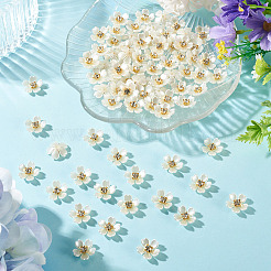 80 個のプラスチックカボション  ラインストーンとアイロン付き  花  ゴールドカラー  クリスタル  15x14.5x5.5mm&nbsp;KY-TADJ0001-08