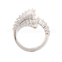 Brass Micro Pave Clear Cubic Zirconia Open Cuff Rings&nbsp;RJEW-U009-08P-02