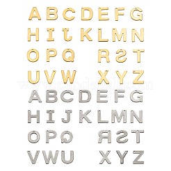 304ステンレススチールアルファベット文字チャーム  ゴールデン·ステンレス鋼色  a～zの文字  11~12x5.5~11x0.5~0.8mm  穴：1mm  2色  26文字  2个/レター  104個/箱&nbsp;STAS-YS0001-03
