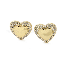 Brass Micro Pave Clear Cubic Zirconia Stud Earrings for Women&nbsp;LS-EJEW-U034-02G-02