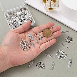 チベットのスタイルの合金のシャンデリアのコンポーネントのリンクとペンダント  アンティークシルバー  120個/セット&nbsp;TIBE-PH0004-47AS