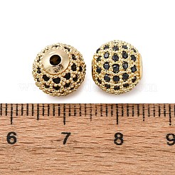 ラックメッキ真鍮製キュービックジルコニアビーズ  長持ちメッキ  ラウンド  ゴールドカラー  9.5~10x9~9.5mm  穴：2mm&nbsp;LS-ZIRC-S001-10mm-A01-01