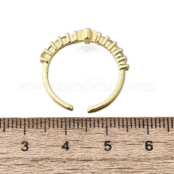 Brass Micro Pave Clear Cubic Zirconia Open Cuff Rings for Women&nbsp;RJEW-F179-07G