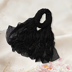 長方形ポリエステルティペット  装飾アクセサリー  ブラック  1830x860x0.5mm&nbsp;AJEW-WH20064-30A