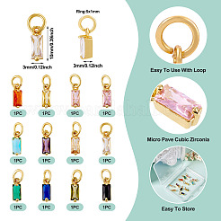 12Pcs 12 Colors Brass Micro Pave Cubic Zirconia Charms&nbsp;FIND-TA0005-61