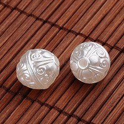 ラウンドアクリル模造パールビーズ  ホワイト  12mm  穴：2mm&nbsp;X-OACR-O002-3390