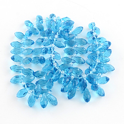 ファセットティアドロップ透明ガラスビーズ連売り  ミックスカラー  12x6mm  穴：1mm  約95~100個/連  15.7インチ&nbsp;GLAA-R155-6x12-M