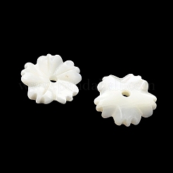 天然のトロカス貝の彫刻ビーズ  花  フローラルホワイト  12x2.5~2.8mm  穴：1.4mm&nbsp;SH-CBACA76-02