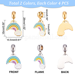 8Pcs 2 Colors 304 Stainless Steel European Dangle Charms&nbsp;STAS-DC0010-74