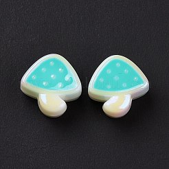 UVメッキレインボー虹色アクリルヨーロピアンビーズ  大穴ビーズ  エナメル  キノコ  ミックスカラー  12.2x12.2x7mm  穴：4mm&nbsp;SACR-E009-28