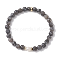 3Pcs Natural Larvikite & Lava Rock & Obsidian Round Beads Stretch Bracelets for Women&nbsp;BJEW-JB13057