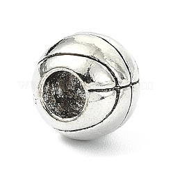 スポーツテーマの合金製ヨーロピアンビーズ  大穴ビーズ  アンティークシルバー  バスケットボール  10.5x9.5mm  穴：4.5mm&nbsp;FIND-G113-07AS-02
