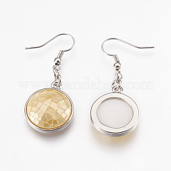 Natural Yellow Shell Dangle Earrings&nbsp;EJEW-F162-C02