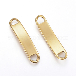 304ステンレス鋼バーリンクコネクター  長方形  ゴールドカラー  46x10x2mm  穴：6x5mm&nbsp;STAS-H363-19A