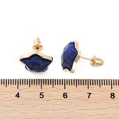 天然ラピスラズリのスタッドのピアス  真鍮のピン付き  スター  ゴールドカラー  13.5x14mm&nbsp;EJEW-H153-01G-01