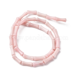 天然石ピンクオパールビーズ連売り  竹の形  12x5mm  穴：0.8mm  約31個/連  15.28インチ（38.8cm）&nbsp;G-L624-G06-12x5mm