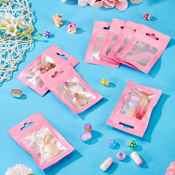 窓付き、陰陽柄の再封可能なプラスチック袋 160個  長方形  ピンク  9.7x5.9x0.15cm  片側の厚さ：3.1ミル（0.08mm）&nbsp;ABAG-TA0001-94B