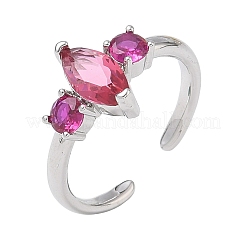 Brass Micro Pave Cubic Zirconia Cuff Open Rings for Women&nbsp;RJEW-L343-14P-01