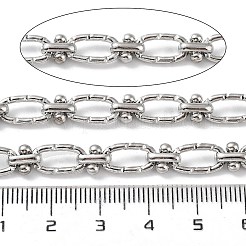 変色しにくい304ステンレススチールのテクスチャー加工楕円形＆ノットリンクチェーン  溶接されていない  スプールで  ステンレス鋼色  12x6x1.5mm  7x6x4mm  5 m /ロール&nbsp;CHS-B005-02P