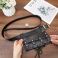PUレザーと合金ウエストフェンシングシース  剣収納袋  剣キャリーケース  ブラック  162x200x6~11mm&nbsp;AJEW-WH0419-04B