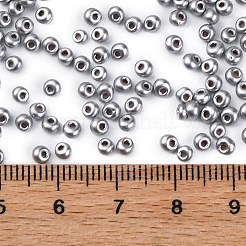 ベーキングペイントガラスのシードビーズ8/0  丸い穴  ティアドロップ  銀  3x2mm  穴：1mm  約416個/10g&nbsp;X1-SEED-M012-02A-52