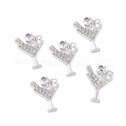 合金クリスタルラインストーンペンダント  カクテルチャーム  プラチナ  20x14x2.5mm  穴：1.8mm&nbsp;X-ALRI-H004-28P