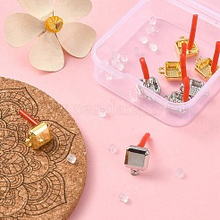 8Pcs 2 Color Rack Plating Alloy Square Stud Earring Findings&nbsp;FIND-YW0003-80