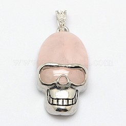 Personalized Retro Halloween Skull Jewelry Bezel Natural & Synthetic Mixed Gemstone Pendants&nbsp;G-M038-01