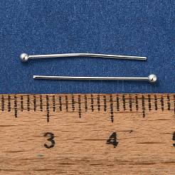 真鍮のボールヘッドピン  鉛フリー＆カドミウムフリー  925銀メッキ  20x0.6mm  ヘッド：1.5mm&nbsp;KK-H502-03C-S