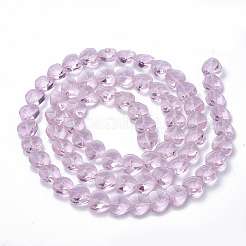 透明ガラスビーズ  多面カット  ハート  パールピンク  10x10x6.5mm  穴：1mm&nbsp;LS-GLAA-Q066-10mm-A16