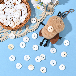 60Pcs 2-Hole Natural Shell Buttons&nbsp;BUTT-SP0001-16