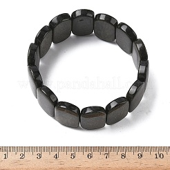 天然の金色の光沢のある黒曜石ビーズストレッチブレスレット（女性・男性用）  オーバル  1インチ（2.4cm）  内径：2-1/2インチ（6.45cm）&nbsp;BJEW-I323-02N