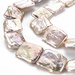 天然ケシパールビーズ連売り  養殖淡水パール  長方形  リネン  17~24x16~21x3~8mm  穴：0.6mm  約19~20個/連  15.75~16.14インチ（40~41cm）&nbsp;PEAR-S020-K02