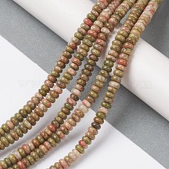天然石ユナカイトビーズ連売り  ロンデル  4.5x2.5mm  穴：0.8mm  約158個/連  15.55インチ（39.5cm）&nbsp;G-H292-A16-02
