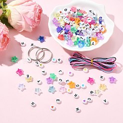 DIYキーキアン作成キット  鉄の輪を含む  556 個のプラスチックビーズ  コー​​ド  ミックスカラー  2mm  1バンドル&nbsp;DIY-CJC0014-09B