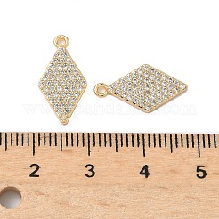 真鍮マイクロパヴェクリアキュービックジルコニアペンダント  ニッケルフリー  菱形  18KGP本金メッキ  17x9x2mm  穴：1.2mm&nbsp;KK-S531-16G