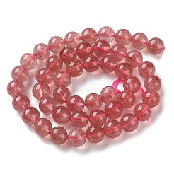 天然石ストロベリークォーツビーズ連売り  ラウンド  7.8~8.8mm  穴：0.8mm  約52~57個/連  15.08~15.55インチ（38.3~39.5cm）&nbsp;G-C268-B04-02